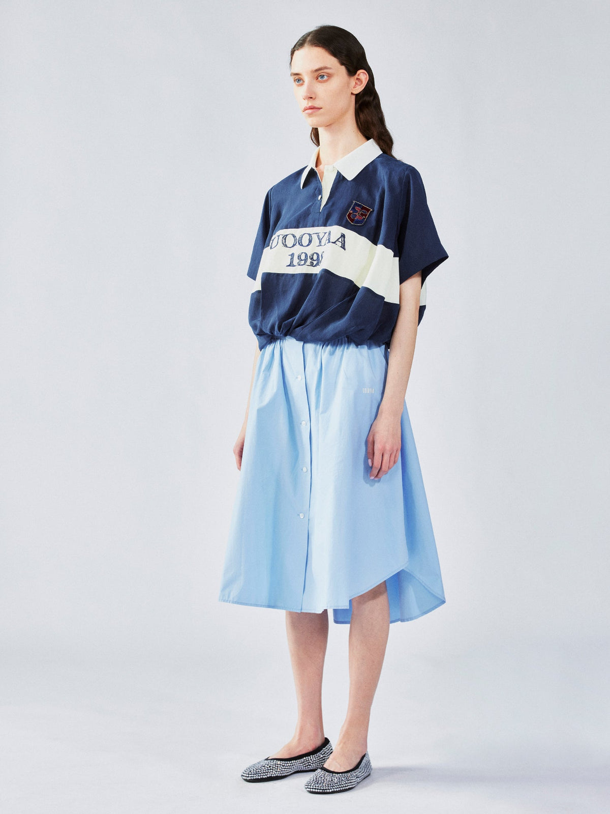 Shirt-style midi skirt