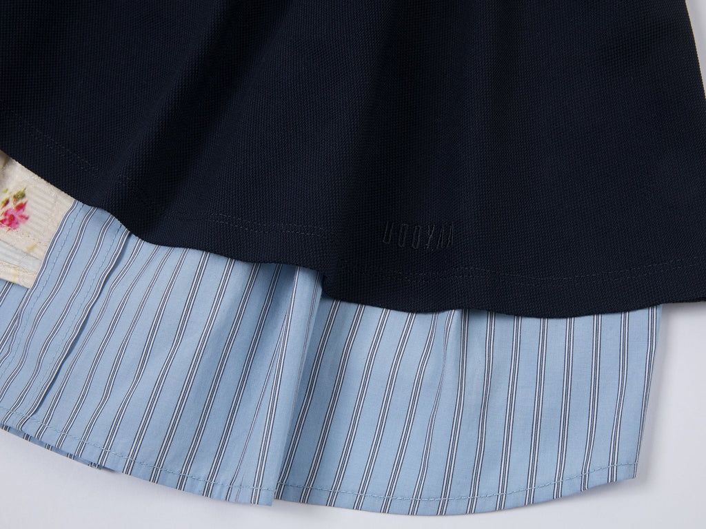 Faux-layered polo shirt mini skirt