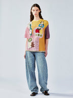 Love & food handmade granny-knit style t-shirt