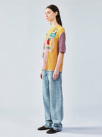 Love & food handmade granny-knit style t-shirt