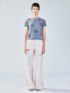 Dynamic cherry knit t-shirt