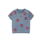 Dynamic cherry knit t-shirt