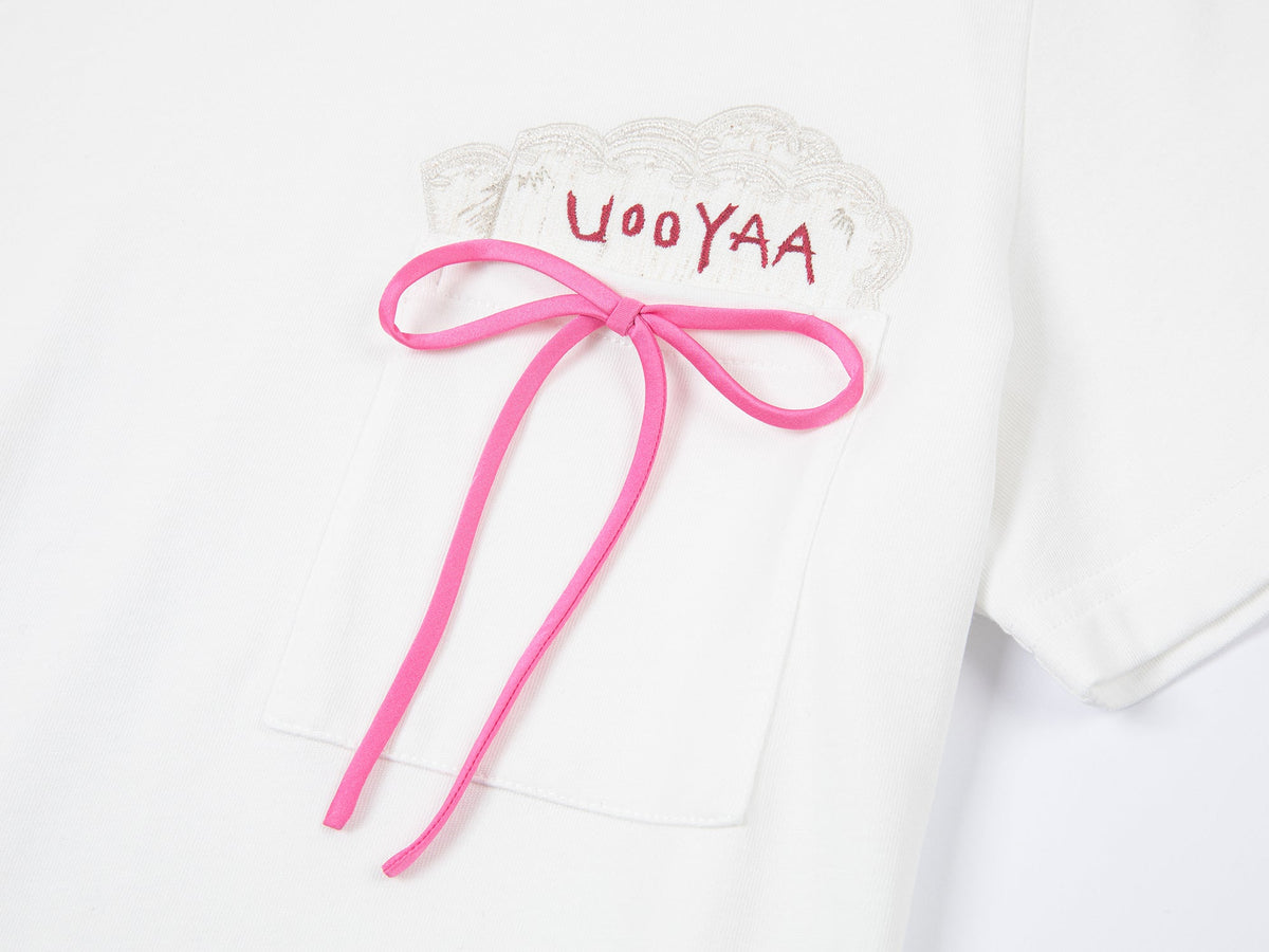 Npkin-pocket appliqué embroidery t-shirt