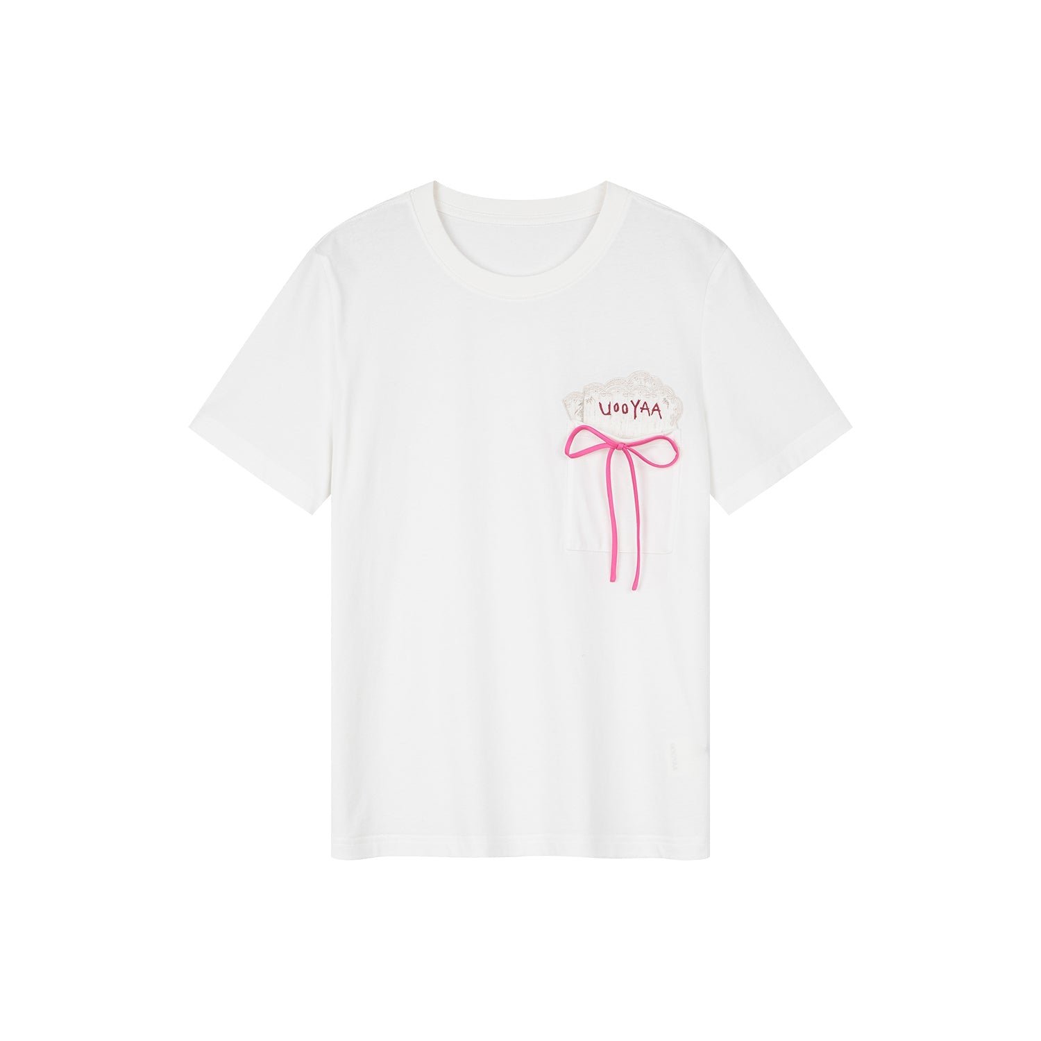 Npkin-pocket appliqué embroidery t-shirt