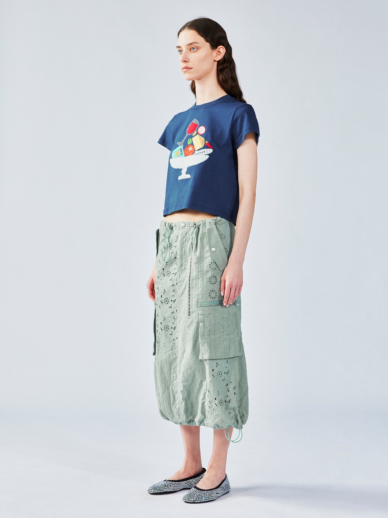 Food-Platter appliqué t-shirt