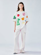 Household object silhouette appliqué t-shirt