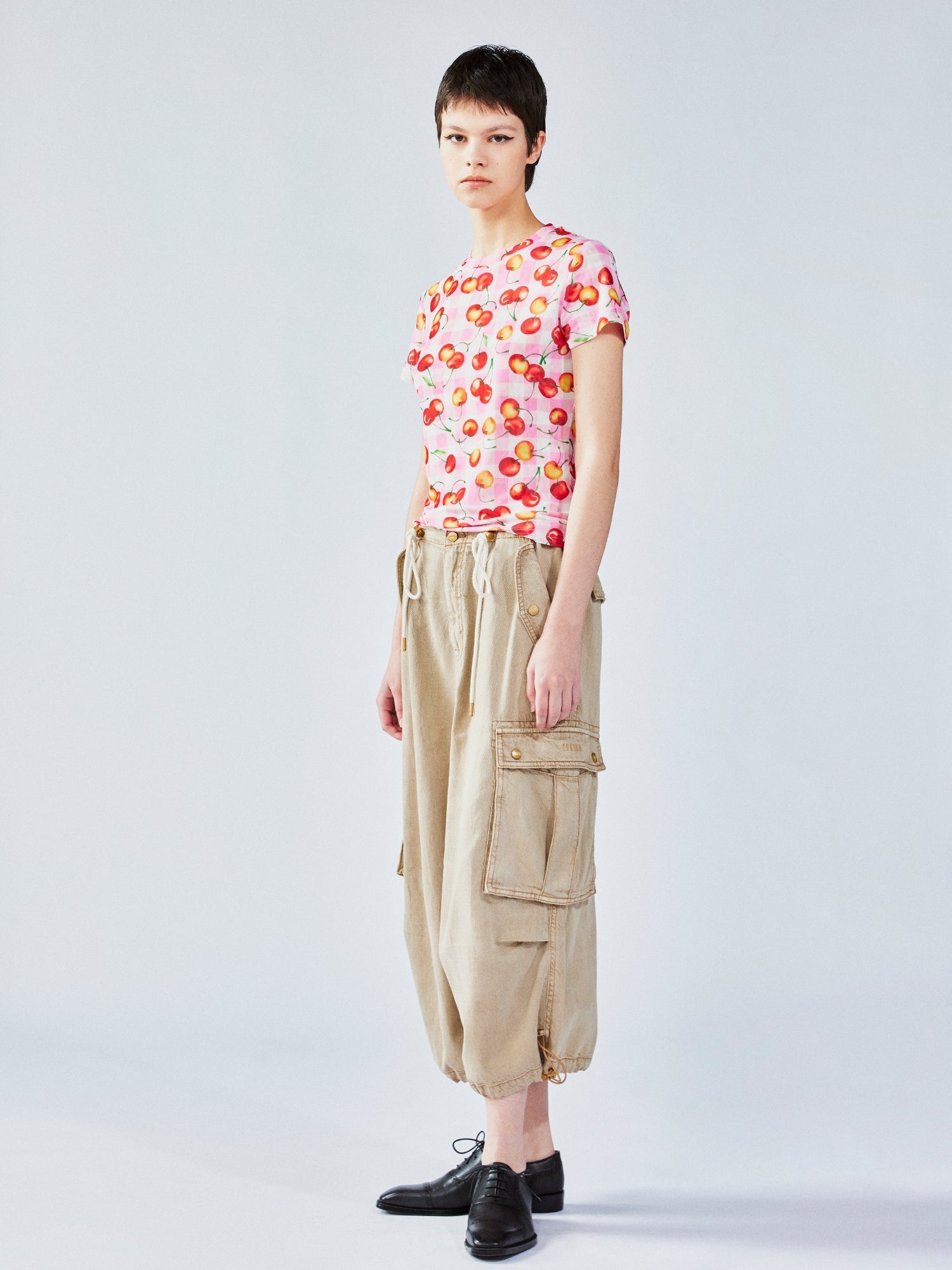Cherry mesh print t-shirt