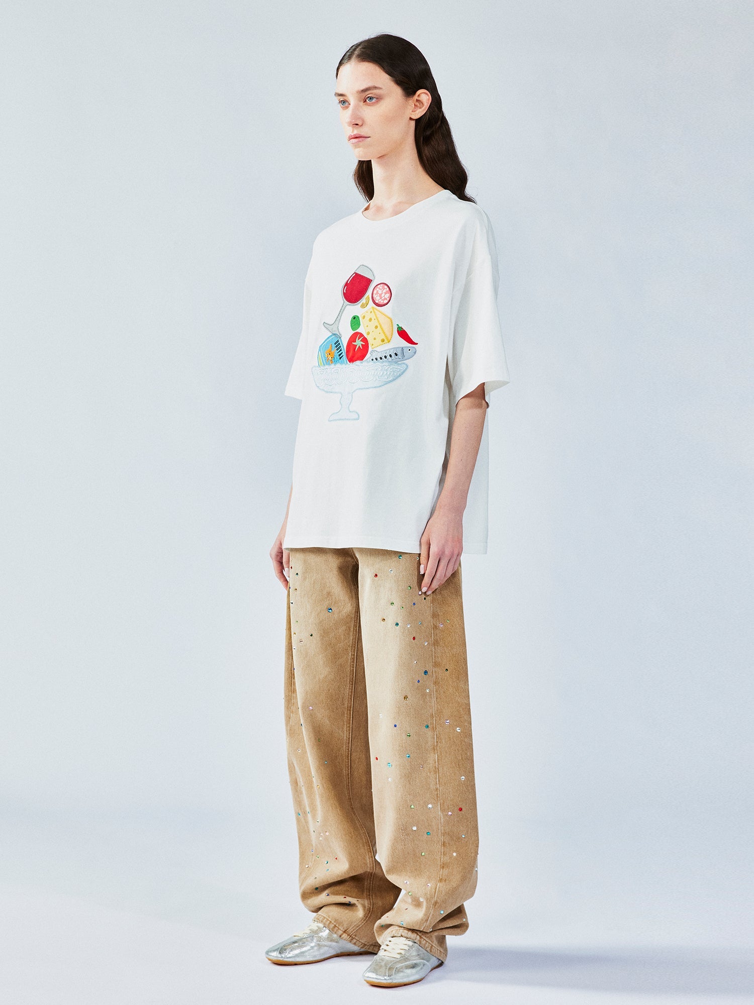 Food-Platter appliqué t-shirt