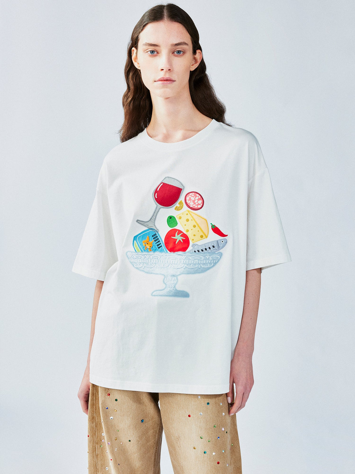 Food-Platter appliqué t-shirt