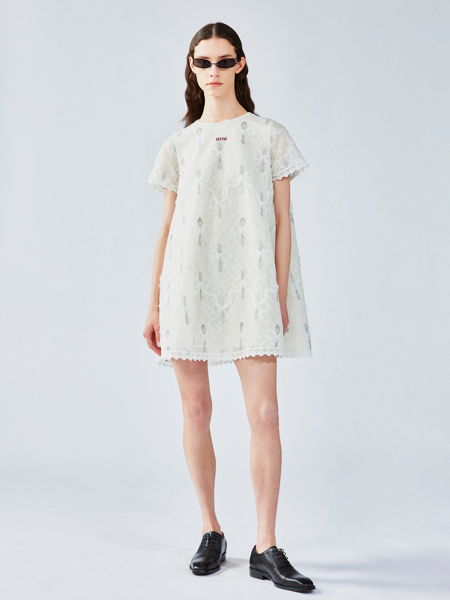 Bow & fork lace embroidered dress