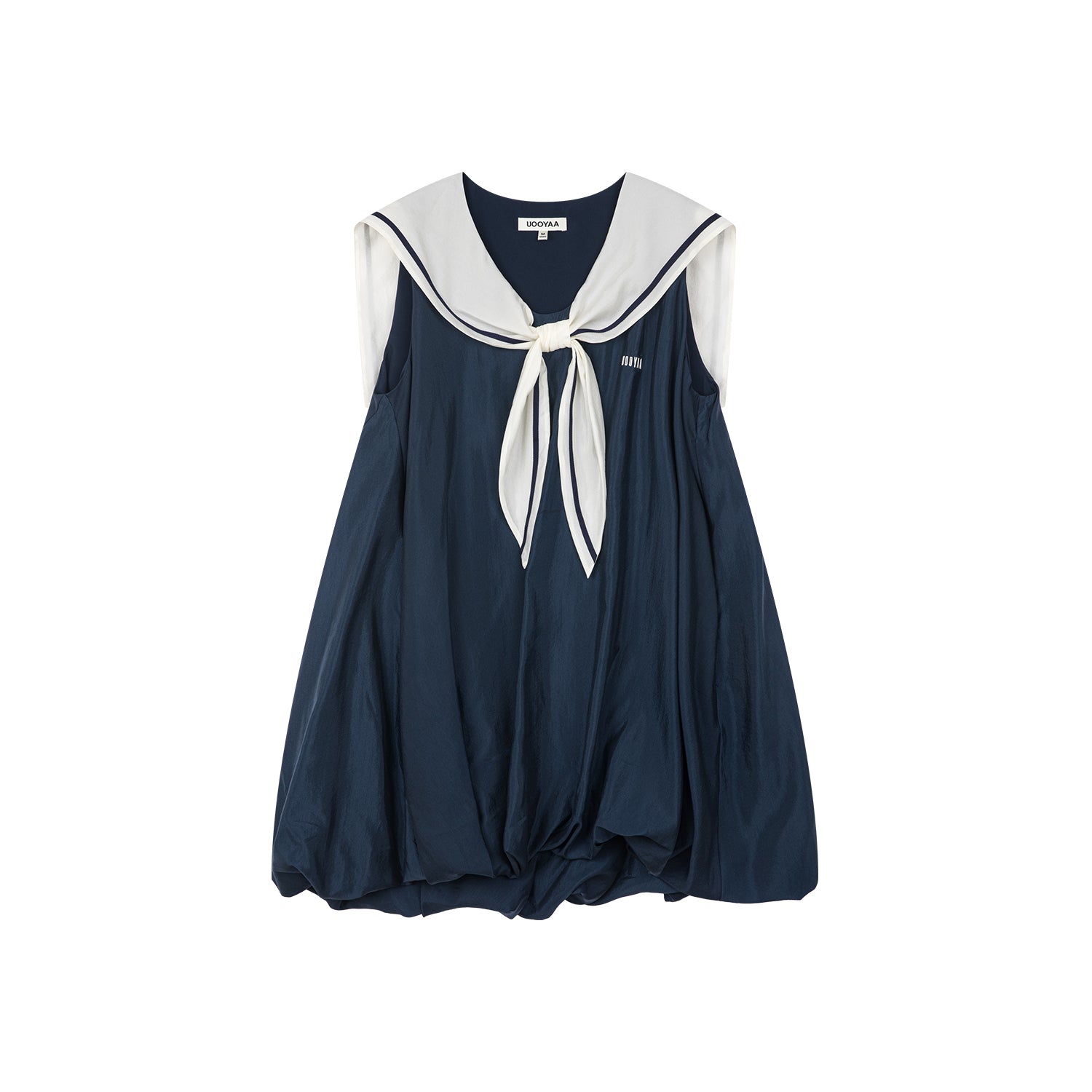 Navy-collar tulip dress