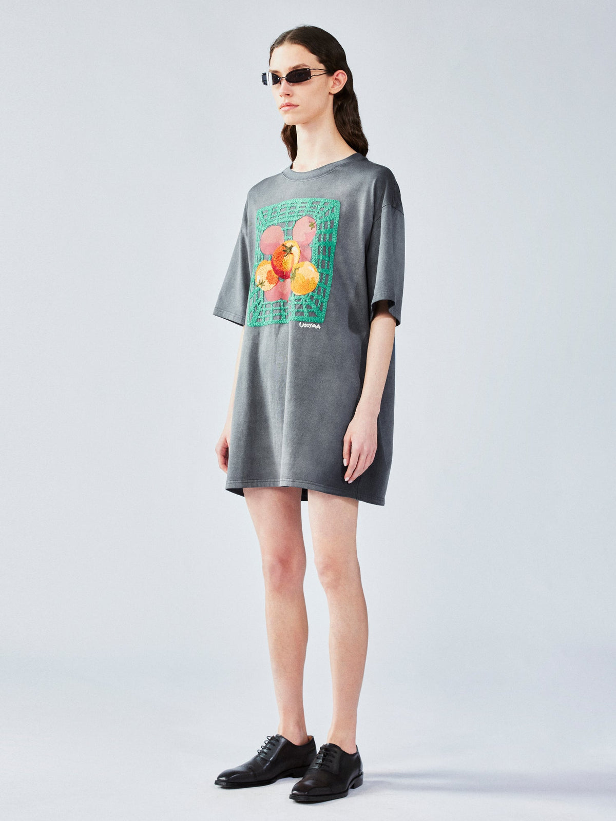 Grocery tomato appliqué t-shirt dress