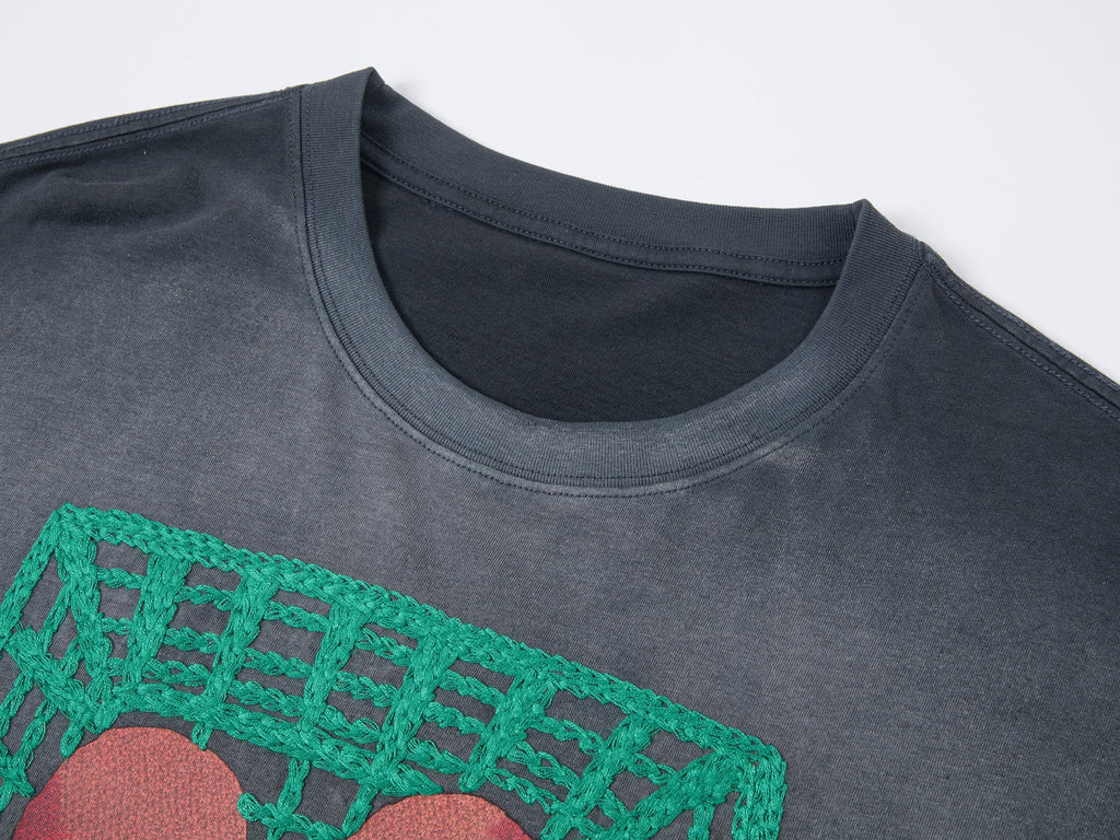 Grocery tomato appliqué t-shirt dress