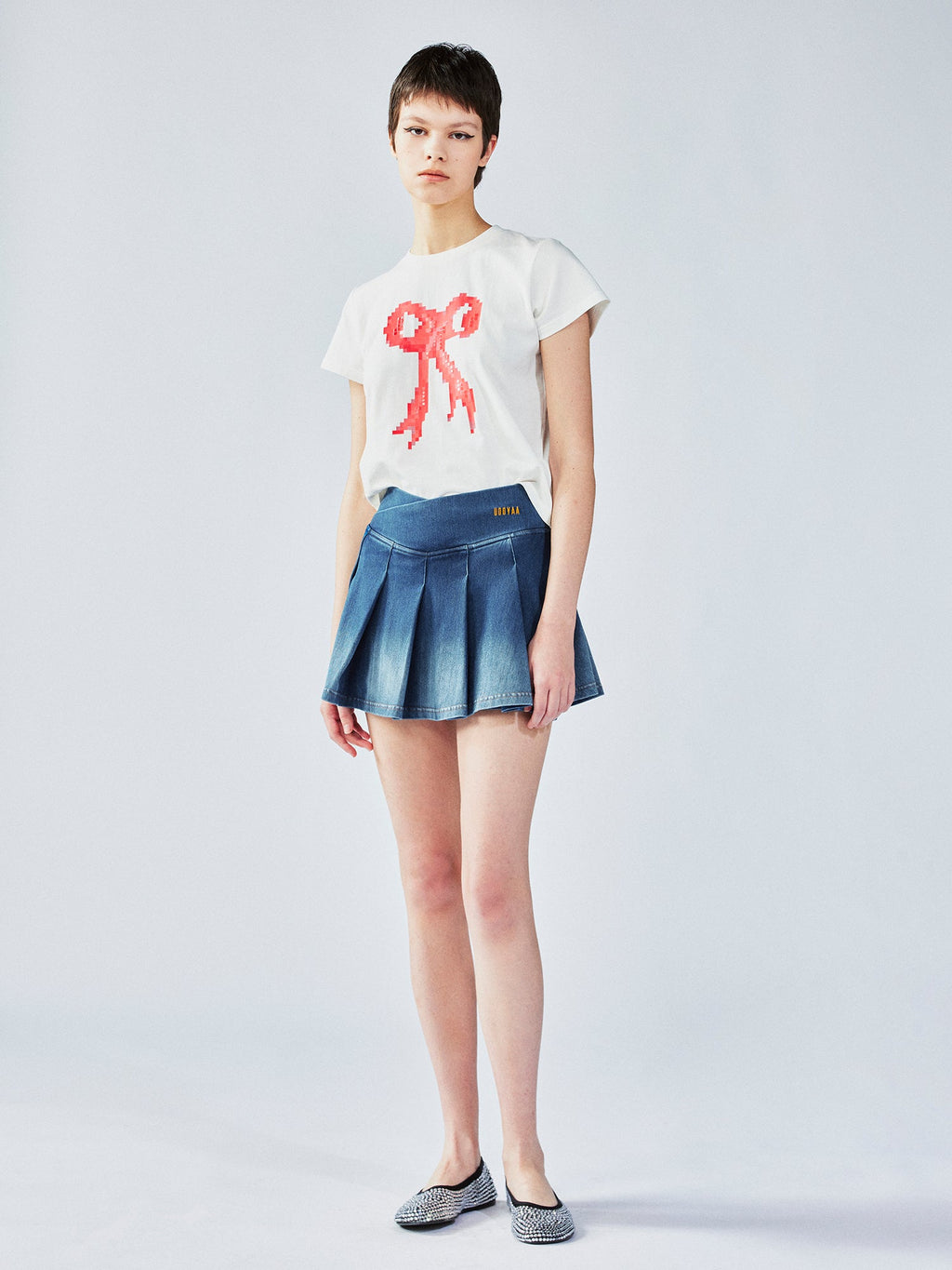 Ombre tie-dye tennis denim skirt