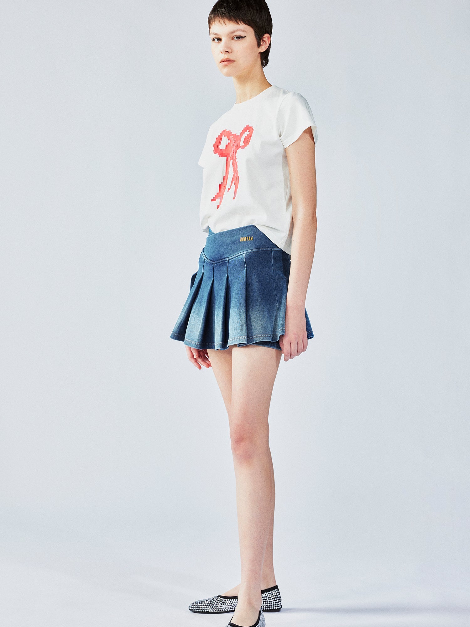 Ombre tie-dye tennis denim skirt