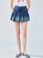 Ombre tie-dye tennis denim skirt