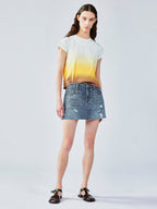 Rhinestone denim mini skirt