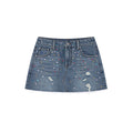 Rhinestone denim mini skirt