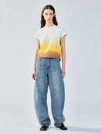 Rhinestone curved jeans
