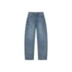 Rhinestone curved jeans