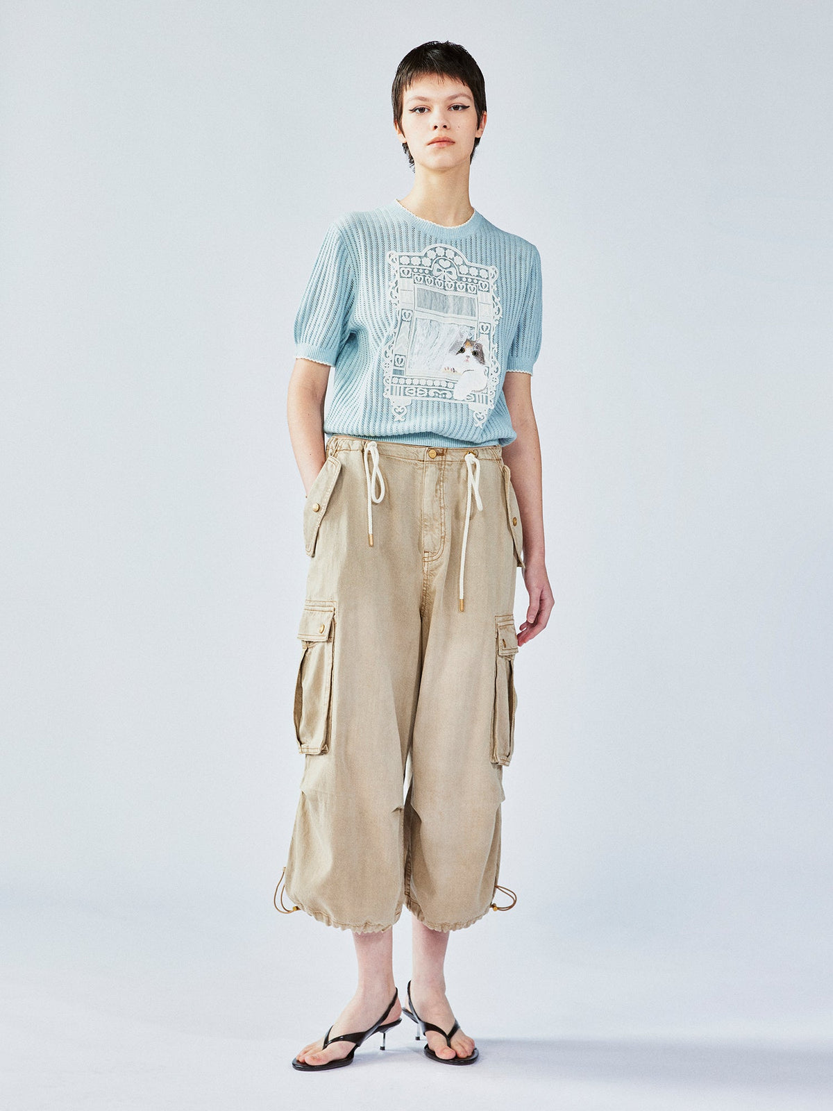 Tencel denim multi-pocket pants