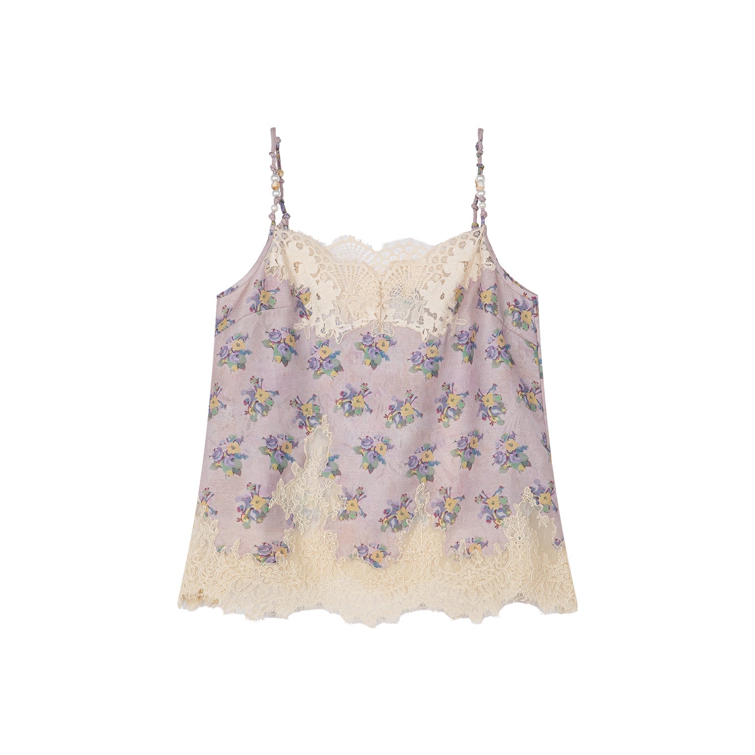 Vintage wallpaper-inspired floral lace cami