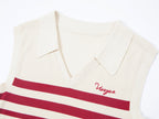 Retro striped POLO knit vest