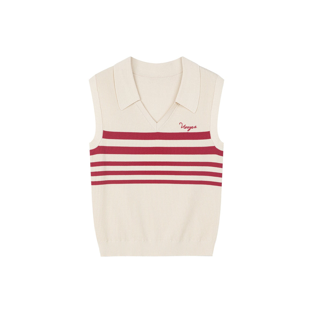 Retro striped POLO knit vest