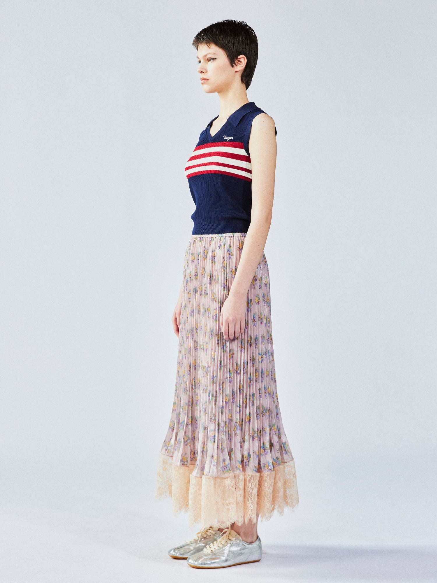 Retro striped POLO knit vest