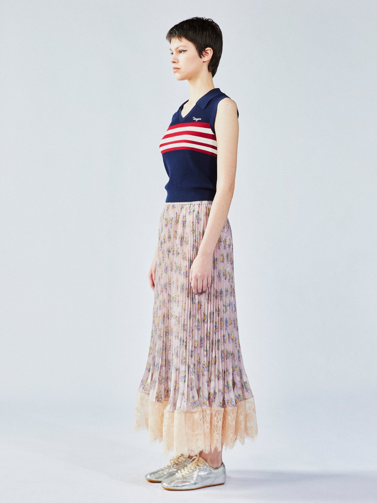 Retro striped POLO knit vest