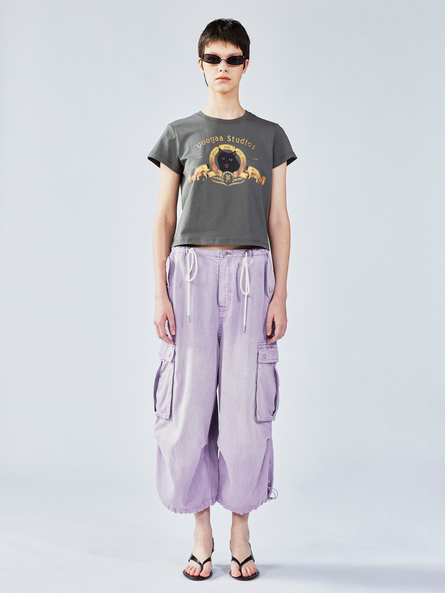 Retro metallic movie cat T-shirt