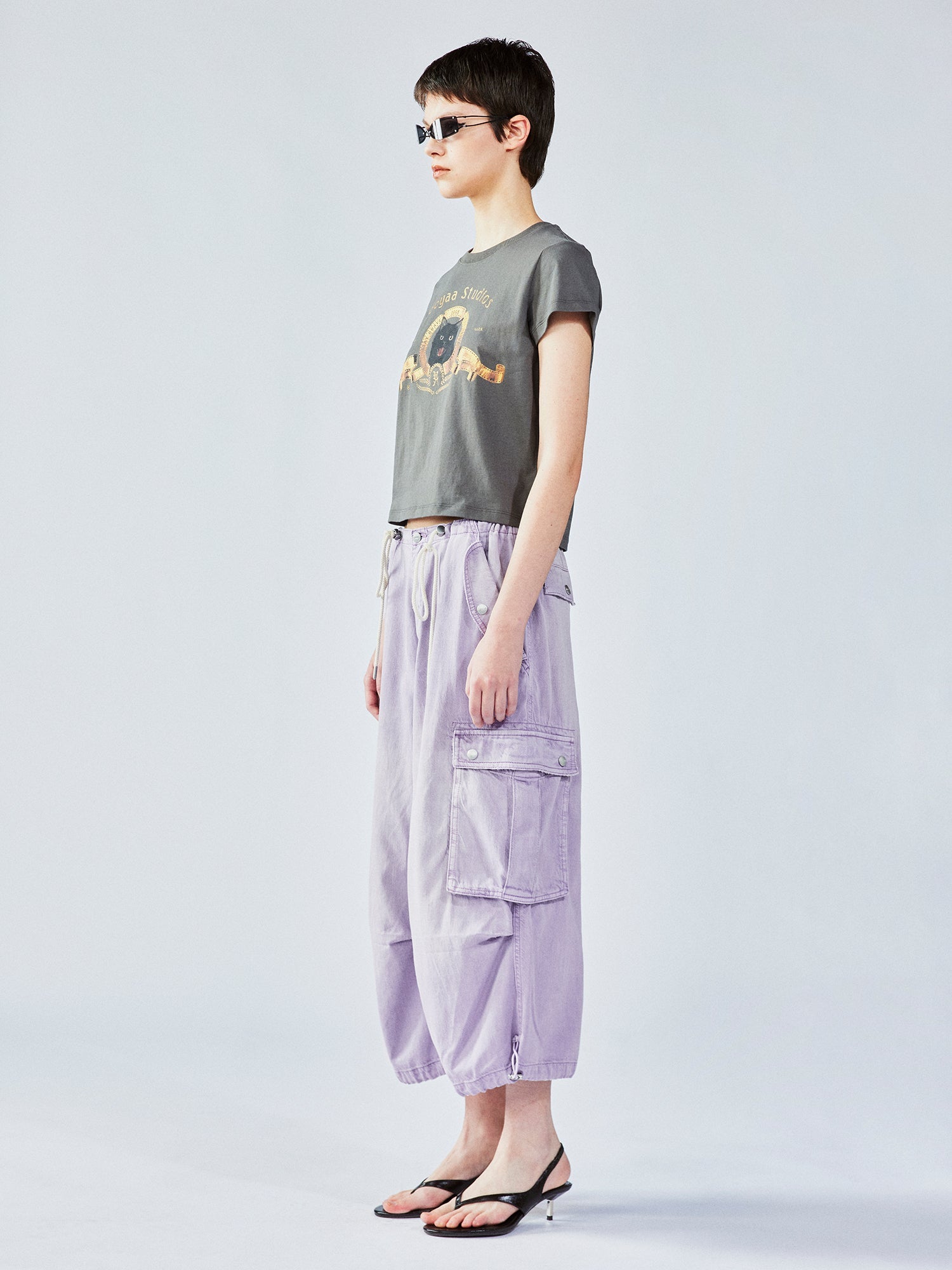 Retro metallic movie cat T-shirt