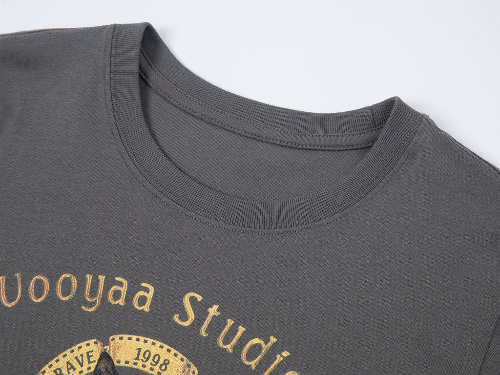 Retro metallic movie cat T-shirt