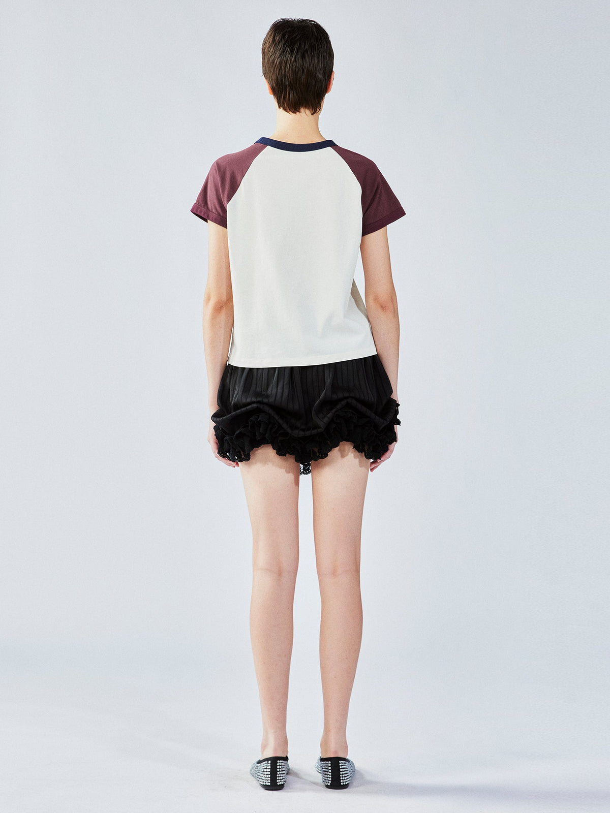 Apple worm felt appliqué raglan tee