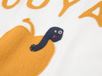 Apple worm felt appliqué raglan tee