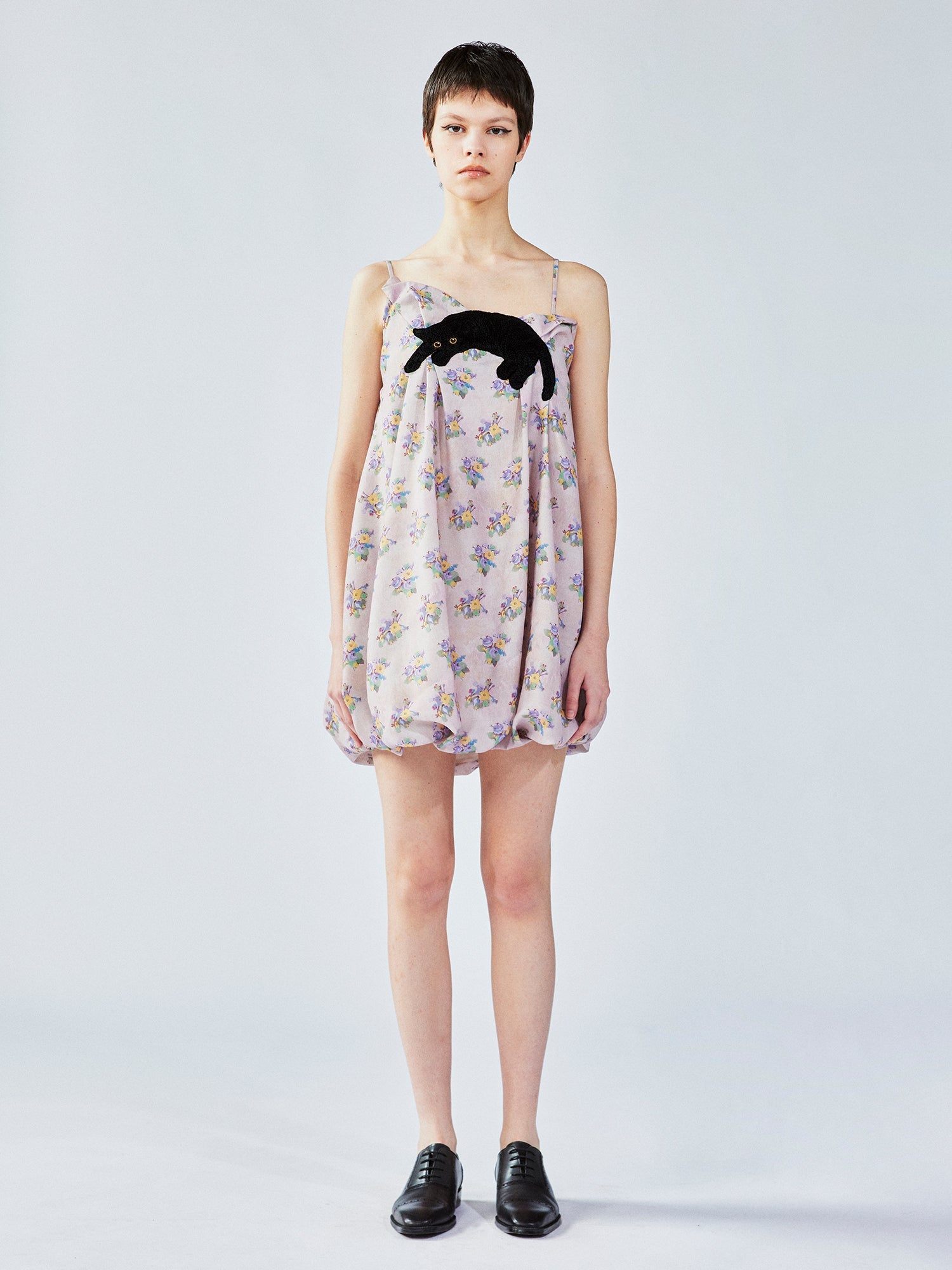 Cat scratch bedspread embroidery bubble slip dress