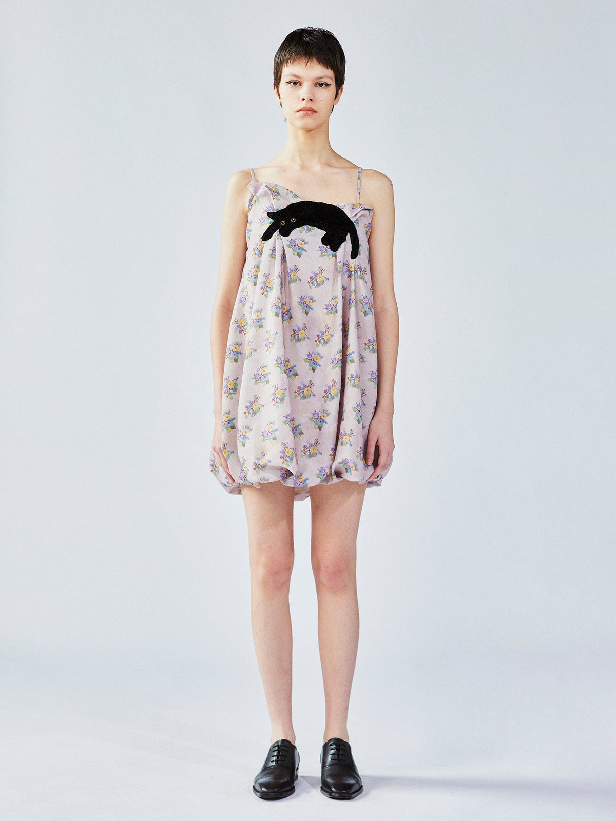 Cat scratch bedspread embroidery bubble slip dress