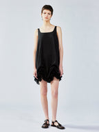 Satin bubble-hem dress