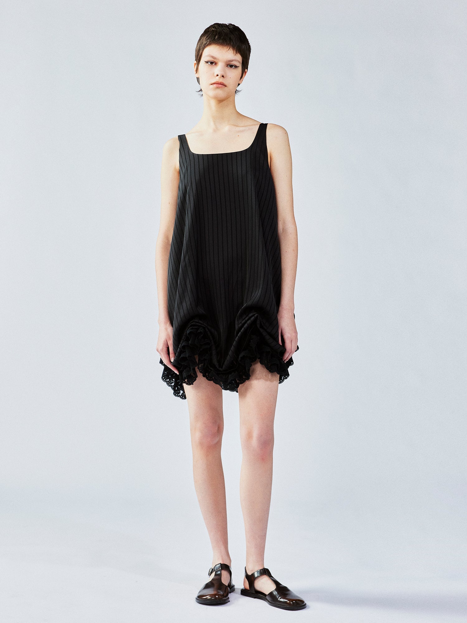 Satin bubble-hem dress