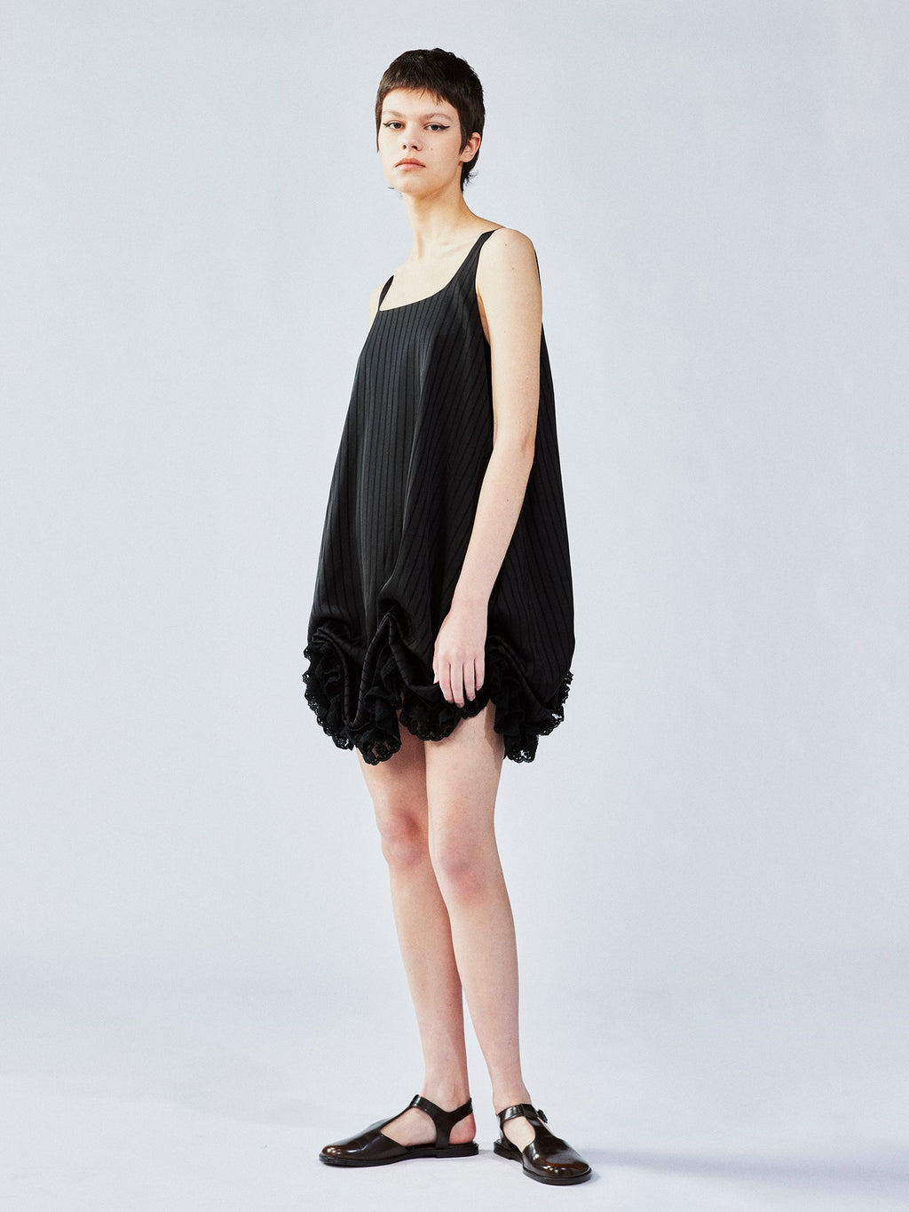 Satin bubble-hem dress