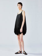 Satin bubble-hem dress