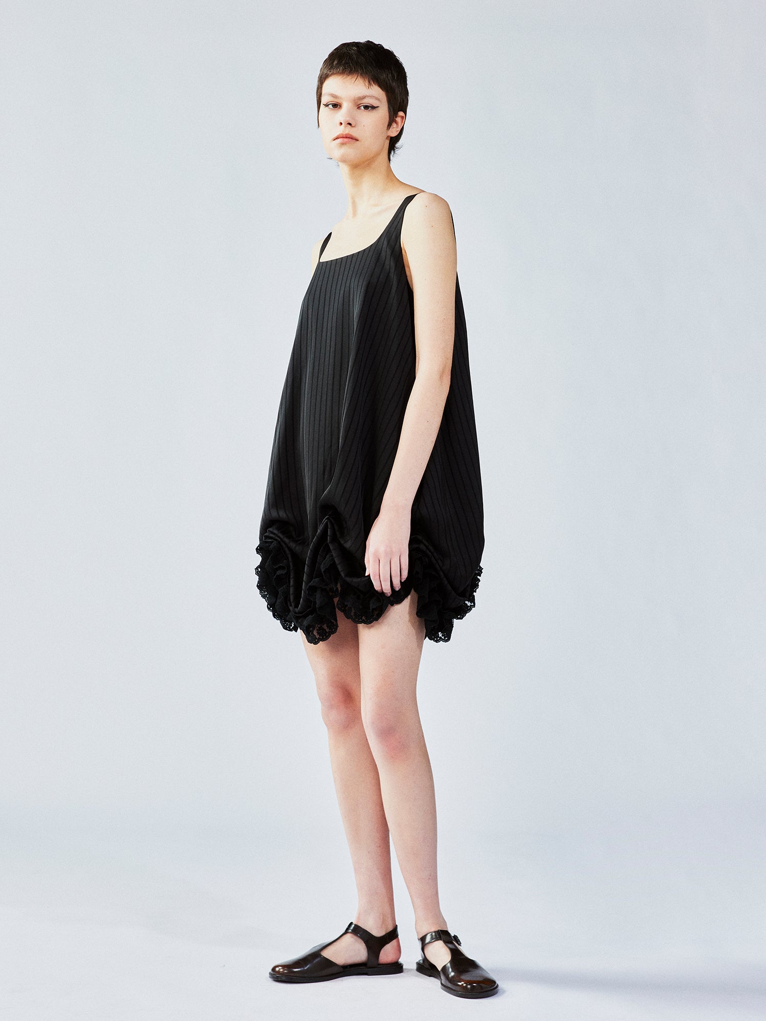 Satin bubble-hem dress