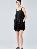 Satin bubble-hem dress