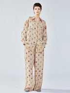 Hand-sketched dynamic cherry print pajama pants