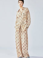 Hand-sketched dynamic cherry print pajama pants