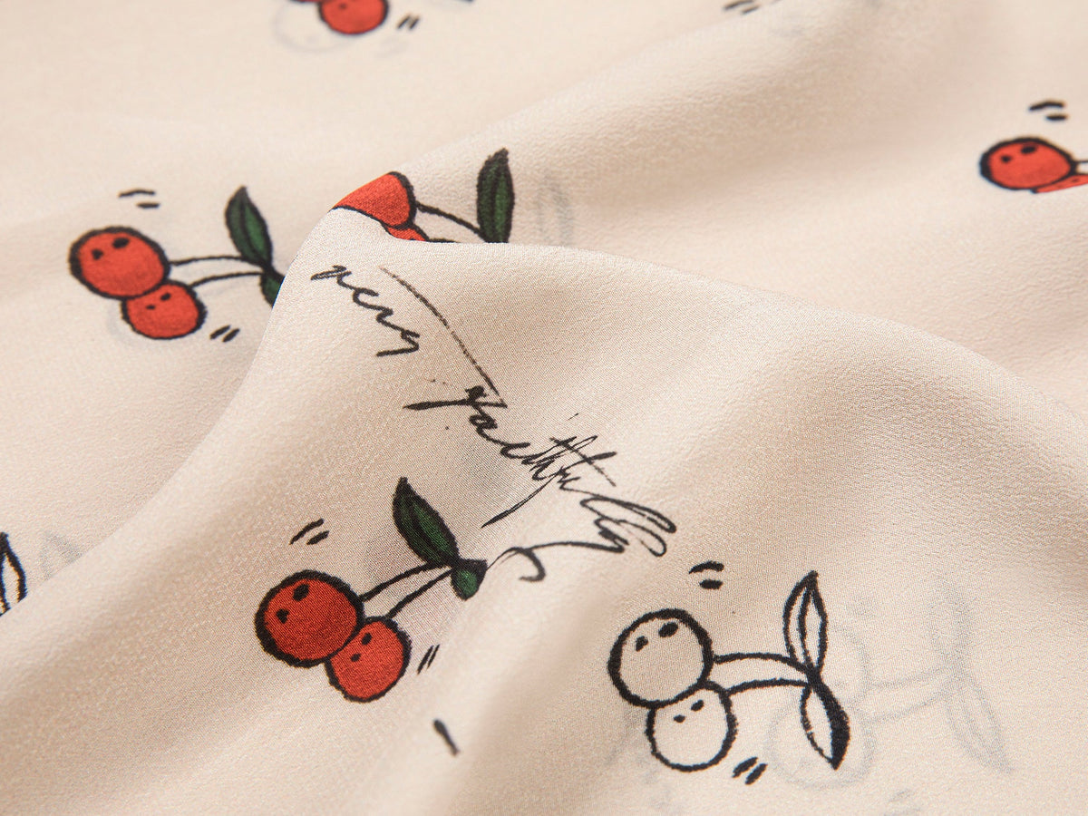 Hand-sketched dynamic cherry print pajama pants