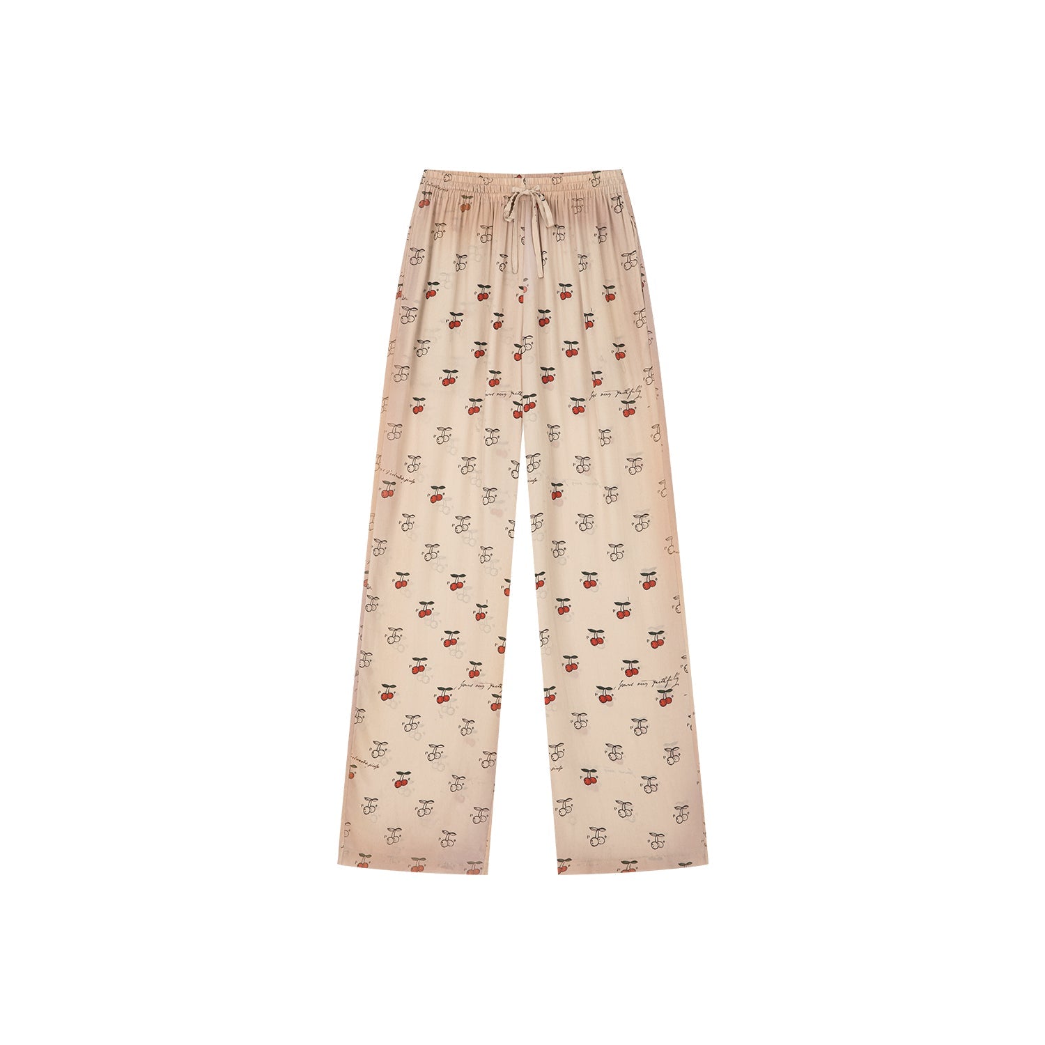 Hand-sketched dynamic cherry print pajama pants