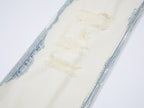 Faded wash distressed straight jeans