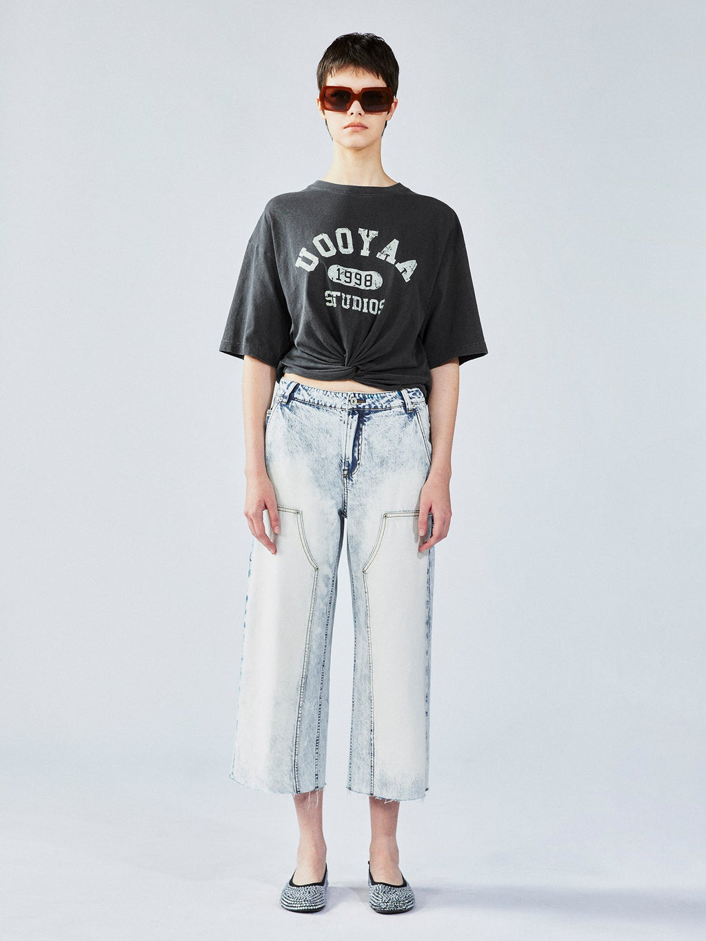 Tie-dye wash cropped cargo pants