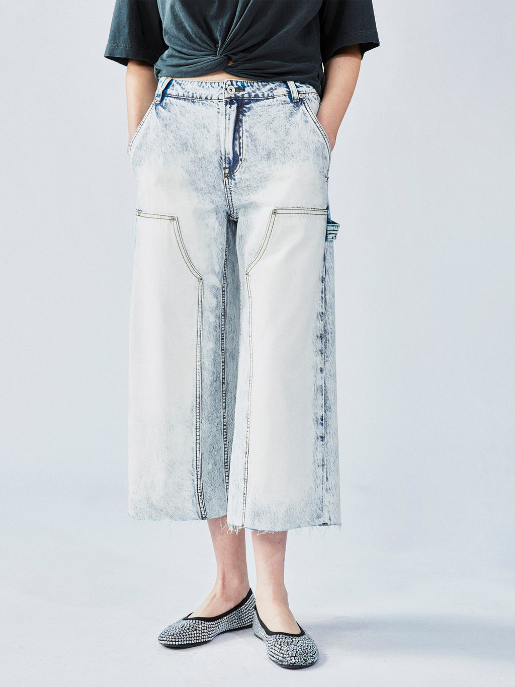 Tie-dye wash cropped cargo pants